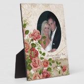 パーソナライズされたの結婚Photo Trellisバラヴィンテージ フォトプラーク (側面)