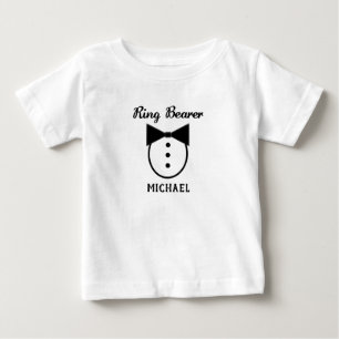 パーソナライズされたの結婚Tuxリングや輪ベアラTシャツ ベビーTシャツ