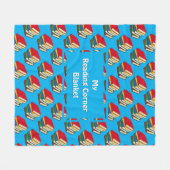 パーソナライズされたの読CORNER BOOKSシアン フリースブランケット (正面(横))