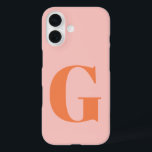 パーソナライズされたはっきりしたシンプルモノグラム iPhone 16ケース<br><div class="desc">パーソナライズされたシンプルはっきりしたモノグラムパステルピンクとオレンジのケースメイトiPhoneケース</div>
