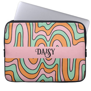 パーソナライズされたはっきりしたレトロ抽象芸術の波線 ラップトップスリーブ