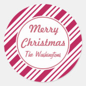 パーソナライズされたはっきりしたPeppermint Christmas Stickers ラウンドシール (正面)