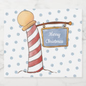 パーソナライズされたぶら下がったのサインストライプのポールホリデイ スパークリングワインラベル (シングルラベル)