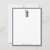 パーソナライズされたほこりっぽい青ヴィンテージ水彩花 ノートカード (正面)