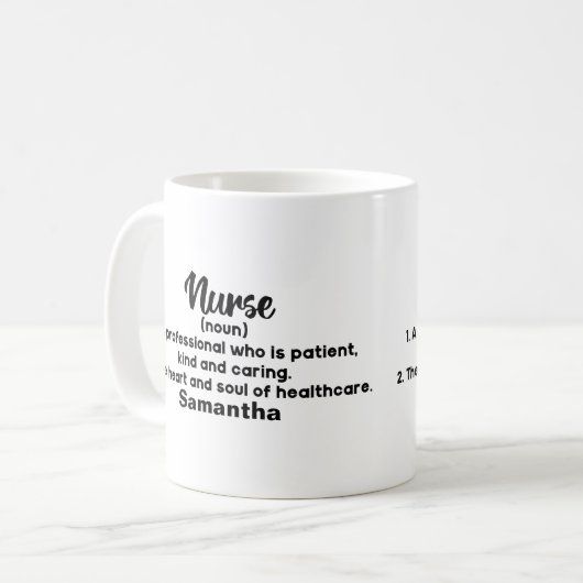パーソナライズされたやる気を起こさせるナース定義コーヒー コーヒーマグカップ (正面左)