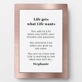 パーソナライズされたやる気を起こさせるバラ金ゴールドブラッシュド金属 フォトプラーク