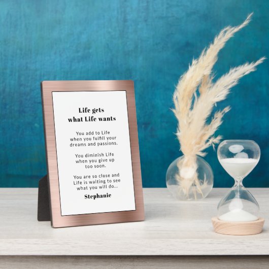 パーソナライズされたやる気を起こさせるバラ金ゴールドブラッシュド金属 フォトプラーク (側面)