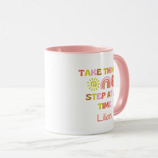 パーソナライズされたやる気を起こさせる引用文かわいいレトロ マグカップ (正面右)