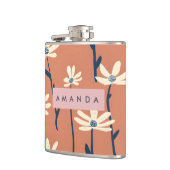 パーソナライズされたよくはしゃぐレトロデイジー花 フラスク (左)