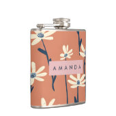 パーソナライズされたよくはしゃぐレトロデイジー花 フラスク (右)