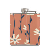 パーソナライズされたよくはしゃぐレトロデイジー花 フラスク (裏面)