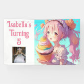 パーソナライズされたアかわいらしニメ女子ピンクとブルー 横断幕 (横)