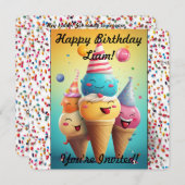 パーソナライズされたアイスクリームの招待状 招待状 (正面/裏面)