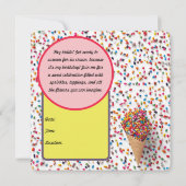 パーソナライズされたアイスクリームコーンの招待状 招待状 (裏面)