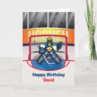 パーソナライズされたアイスホッケーの誕生日カード カード