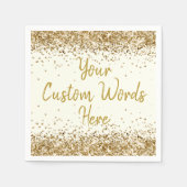 パーソナライズされたアイボリーゴールドの誕生日パーティー記念日 スタンダードカクテルナプキン (正面)