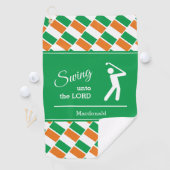 パーソナライズされたアイルランド国旗の揺れ動き ゴルフタオル (インサイチュ)