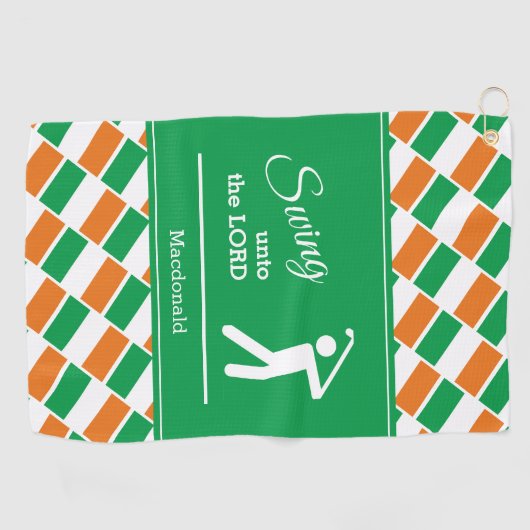 パーソナライズされたアイルランド国旗の揺れ動き ゴルフタオル (横)