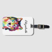 パーソナライズされたアカラフルートウルフ ラゲッジタグ (正面横)