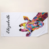 パーソナライズされたアカラフルートキリン ビーチタオル (正面)