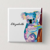 パーソナライズされたアカラフルートコアラ 缶バッジ (正面)