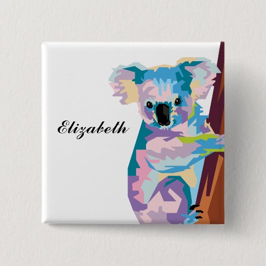 パーソナライズされたアカラフルートコアラ 缶バッジ (正面)