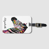パーソナライズされたアカラフルートゼブラ ラゲッジタグ (正面横)