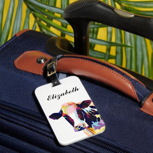 パーソナライズされたアカラフルート・カウ ラゲッジタグ (正面インサイチュ1)