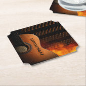 パーソナライズされたアコースティックギターデザイン ペーパーコースター (アングル)