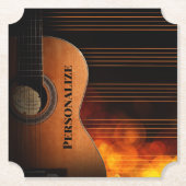 パーソナライズされたアコースティックギターデザイン ペーパーコースター (正面)