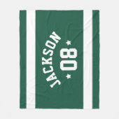 パーソナライズされたアスリート名と番号フォレスト緑 フリースブランケット (正面)