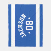 パーソナライズされたアスリート名と青王室の色 フリースブランケット (正面)