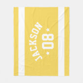 パーソナライズされたアスリート名と黄色 フリースブランケット (正面)