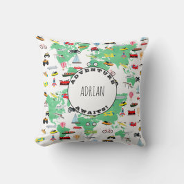 パーソナライズされたアドベンチャーワアウェイズワールドマップビークル クッション