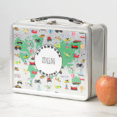 パーソナライズされたアドベンチャーワアウェイズワールドマップビークル メタルランチボックス (インサイチュ)