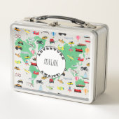 パーソナライズされたアドベンチャーワアウェイズワールドマップビークル メタルランチボックス (正面)