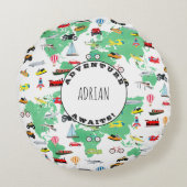 パーソナライズされたアドベンチャーワアウェイズワールドマップビークル ラウンドクッション (裏面)