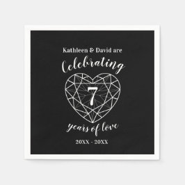 パーソナライズされたアニス記念日7年 スタンダードカクテルナプキン