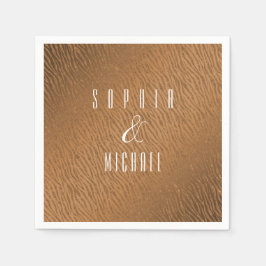 パーソナライズされたアニマルプリントブラウングリッターグラム スタンダードカクテルナプキン