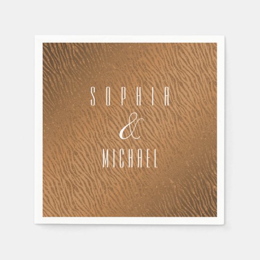 パーソナライズされたアニマルプリントブラウングリッターグラム スタンダードカクテルナプキン (正面)