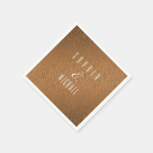 パーソナライズされたアニマルプリントブラウングリッターグラム スタンダードカクテルナプキン (角)