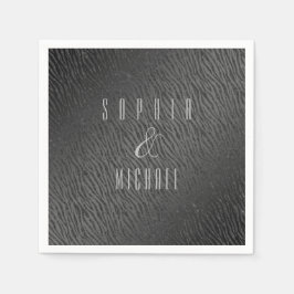 パーソナライズされたアニマルプリントブラックグリッターグラム スタンダードカクテルナプキン