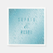 パーソナライズされたアニマルプリントブルーグリッターグラム スタンダードカクテルナプキン (正面)