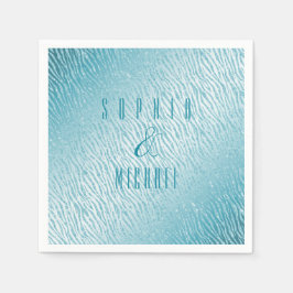 パーソナライズされたアニマルプリントブルーグリッターグラム スタンダードカクテルナプキン