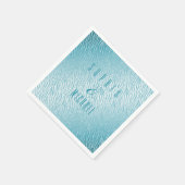 パーソナライズされたアニマルプリントブルーグリッターグラム スタンダードカクテルナプキン (角)