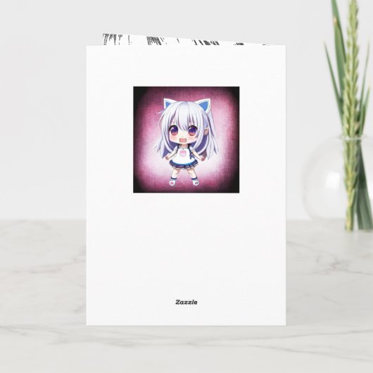パーソナライズされたアニメの女の子 | ぬりえページ付き カード (裏面)