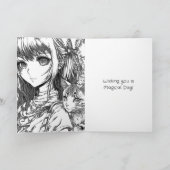 パーソナライズされたアニメの女の子 | ぬりえページ付き カード (内部)