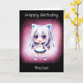 パーソナライズされたアニメの女の子 | 塗り絵ページ カード (黄色い花)