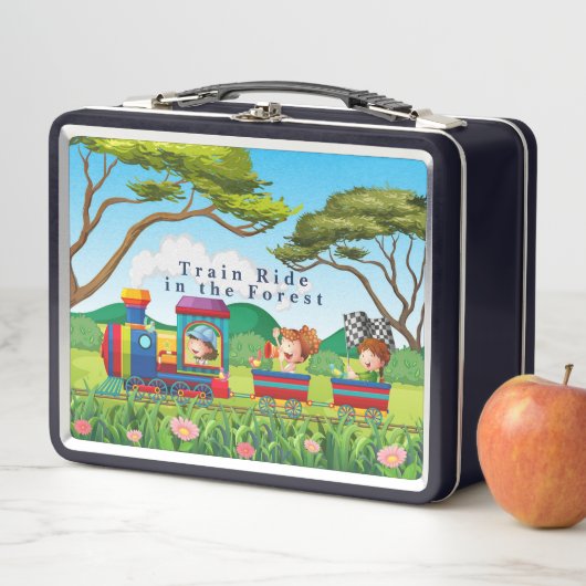 パーソナライズされたアニメスタイル列車の森への乗り物 メタルランチボックス (インサイチュ)