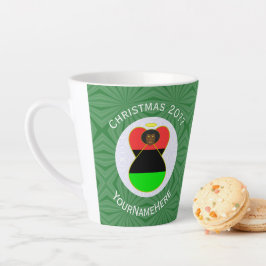 パーソナライズされたアフリカディアスポラエンジェルクリスマスフラッグ カフェラテマグ